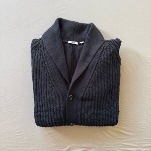 Uniqlo Black Men's Chunky Wool Shawl Collar Cardigan Sweater